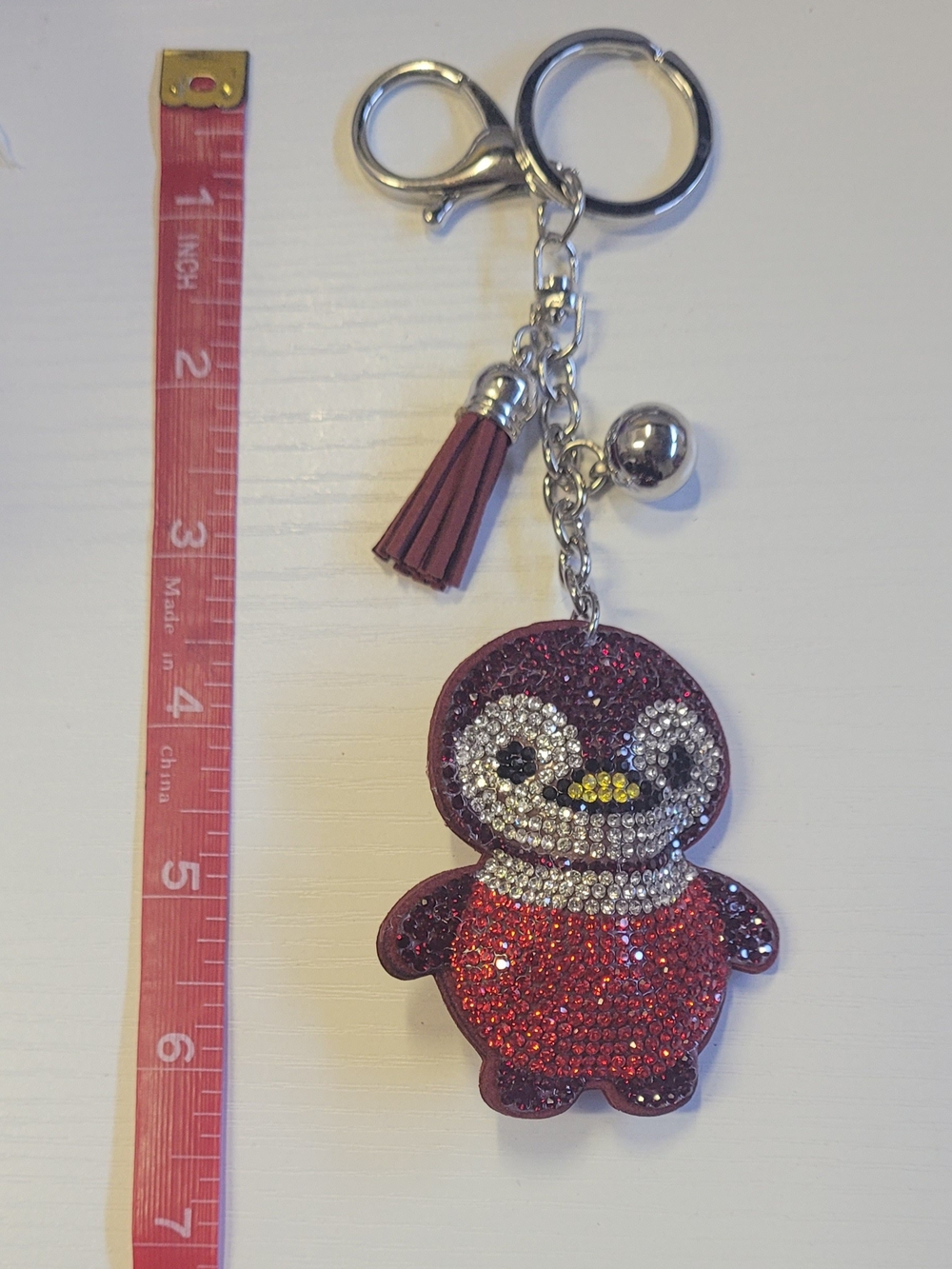 Cherry Colored Penguin Keychain Bag Charm